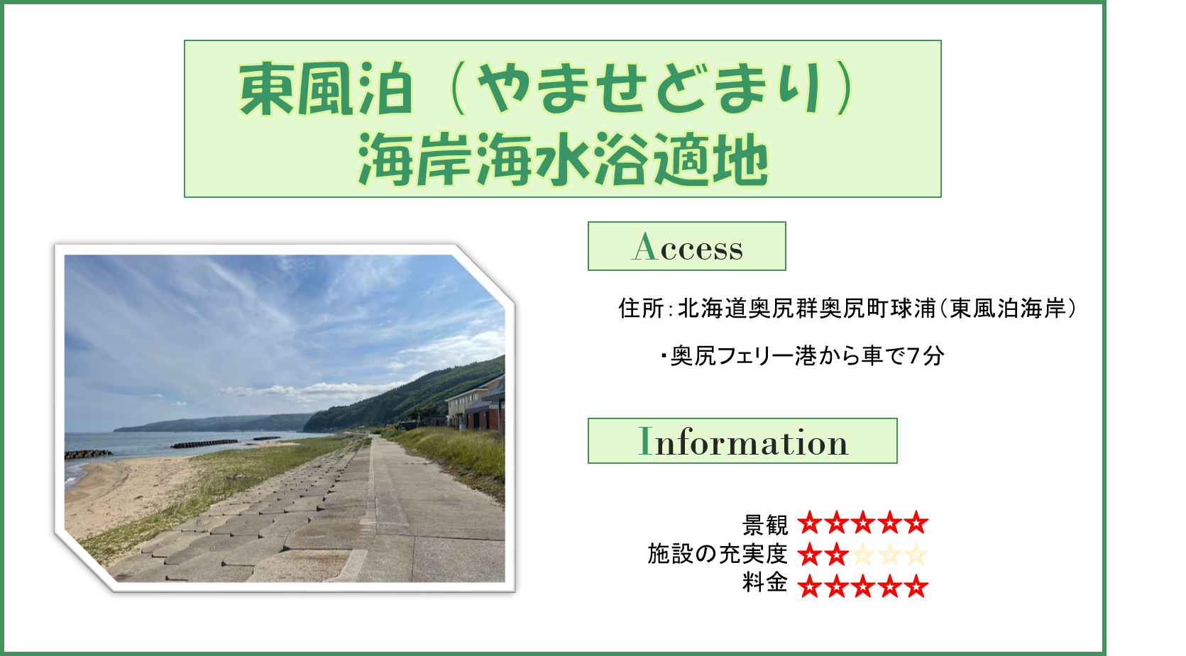 東風泊海岸海水浴適地