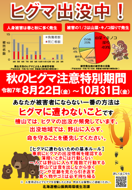 令和７年秋のヒグマ注意特別期間